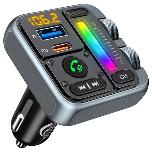 SOARUN 2025 Bluetooth 5.3 FM Transmitter, PD 45W & QC3.0 12W Schnelles Autoladegerät, Bluetooth...