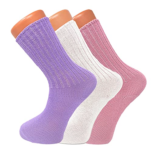 AWS/American Made Women's Loose-Fit Acrylic Crew Socks 3 Pairs Soft and Warm Size 9-112