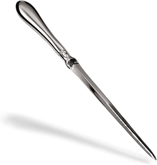 Uncommon Desks Silver Letter Opener Knife - Smooth Metal Plated Envelope Opener - Ergonomic Rounded Handle for Comfort - Home and Office Mail Supplies - 1 Pack