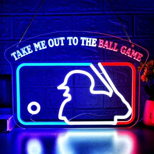 Image of Baseball Neon Sign for Wall Decor Dimmable Baseball Neon Light for Man Cave Birthday Gifts for Fans Led Sport Sign for Sport Bar Club Party Garage Boys Bedroom Decor Art Size 13.7 * 10.8(FMA092)