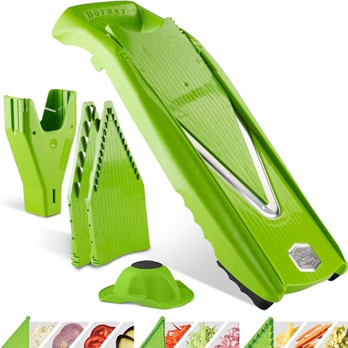 Börner Gemüsehobel V5 (Starter Set) • V-Hobel für Scheiben, Sticks & Würfel in vielen Größen • Gemüseschneider mit Edelstahl V-Klinge • Verstellbarer Küchenhobel • Farbe: Grün Börner Gemüsehobel V5 (Starter Set) • V-Hobel für Scheiben, Sticks & Würfel in vielen Größen • Gemüseschneider mit Edelstahl V-Klinge • Verstellbarer Küchenhobel • Farbe: Grün