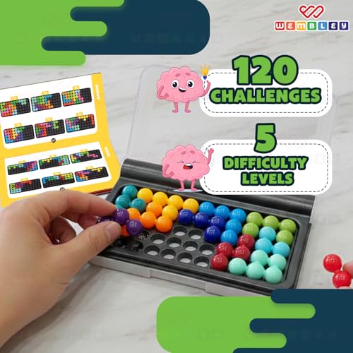 Image of Wembley Brain Puzzle Game for Kids 7-14 Years | 3D Logic & Mind Puzzle Toy for Boys & Girls | 120 Challenges Brain Teaser | Travel Friendly Indoor Game | Birthday Gift