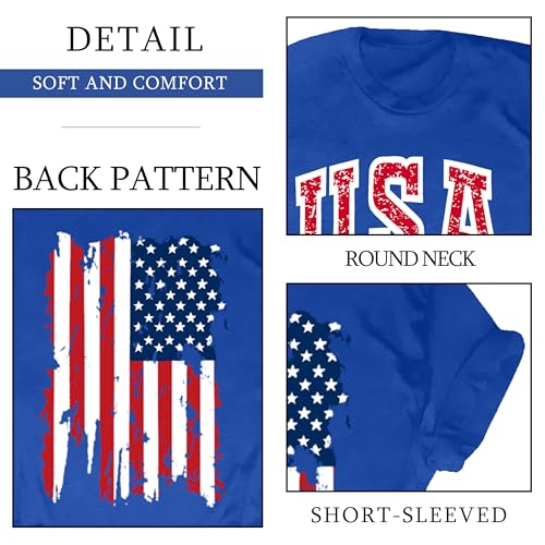Image of Ithalt Patriotic Plus Size Shirts for Women 250th Anniversary USA Shirts American Flag Tshirt USA Short Sleeve Tops