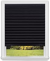 RediShade No Tools Original Blackout Pleated Paper Shades Black 36x72 Inch 6 Pack - Easy Install Blocks 99% Light