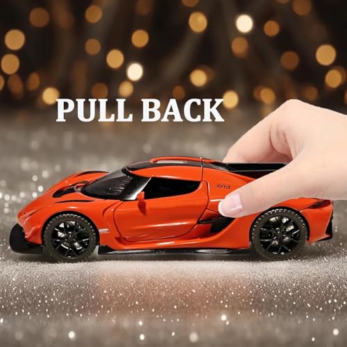 Image of 1:32 Koenigsegg Jesko Sports Die-Cast Metal Pull Back Car with 6 Openable Doors with Sounds and Lights Toy Decoration Car Best Gift Toys for Kids【Color As Per Stock】