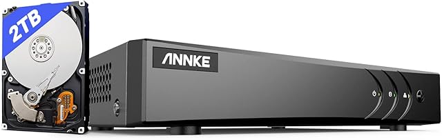 ANNKE CCTV Surveillance DVR with Hard Drive 2 TB, 8 Channel 5MP Lite H.265+ DVR Video Recorder for CCTV/Analog/AHD/TVI/IP Cameras, Human/Vehicle Detection, Remote Access, Alarm Email with Pictures
