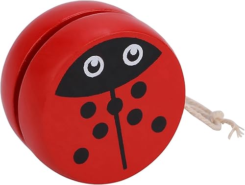 Miniatura 5 de Dioche YoYo con cuerda, lindo patrón de dibujos animados de madera para principiantes, juguete de enseñanza de educación temprana para niños