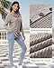 Tanmolo Pullover Damen Hoodie V-Ausschnitt Kapuzenpullover Knopfleiste Leichter Strickpullover Langarm Sweatshirt Tops Khaki-Melange, XL