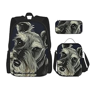Leuke Schnauzer Honden Print Rugzak Voor Jongens Tieners Boekentas Reizen Dagrugzak, Lunch Tas, En Potlood Case…