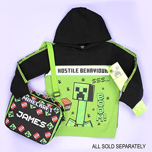 Sweat à capuche noir Minecraft pour garçons en coton avec motif Creeper vert