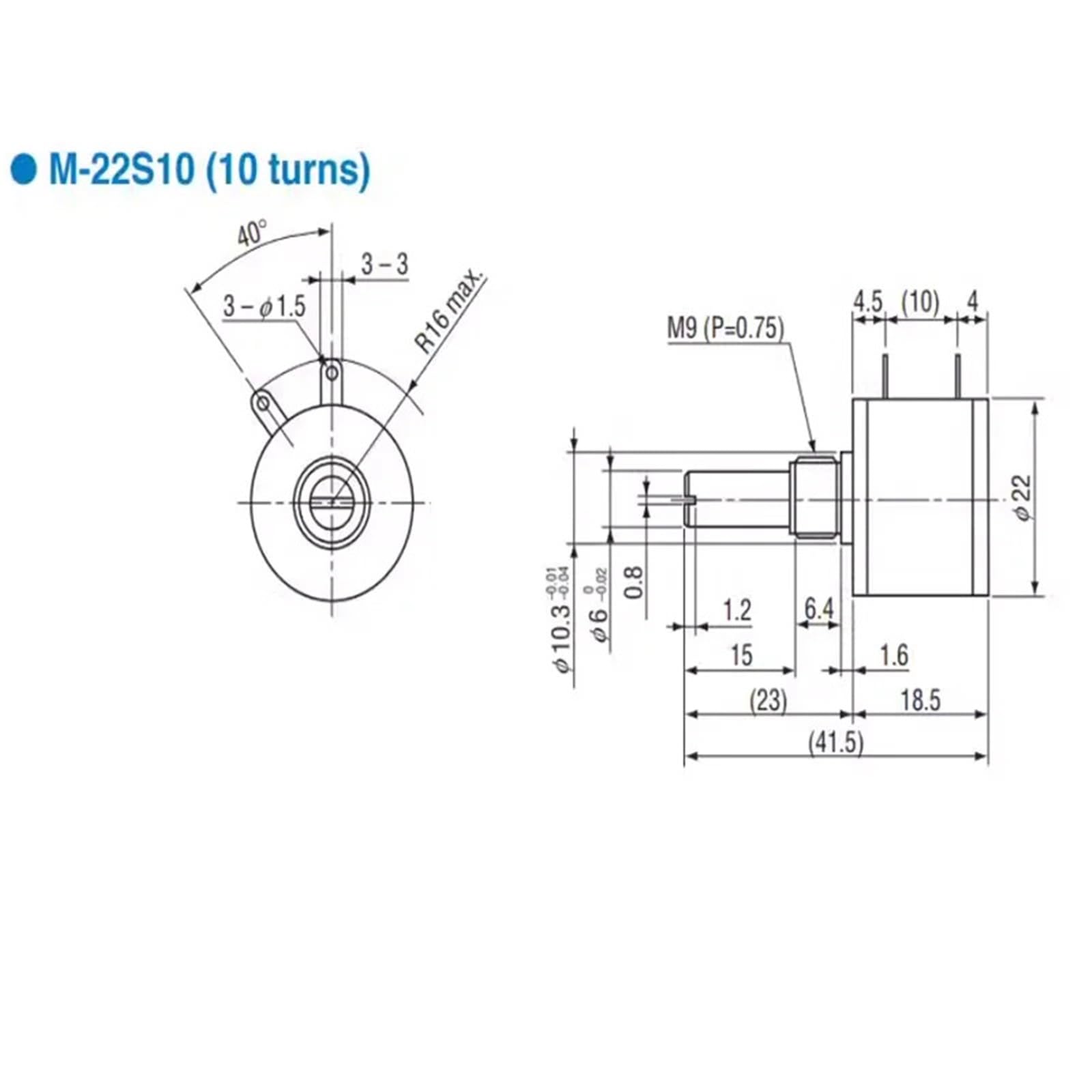 M22S10 Potenziometro Multi Turn 10 Cirde Wire Wound 1k 2k 5k 10k Dieci Rotondi Potenziometro 1pz (2K Ohm)