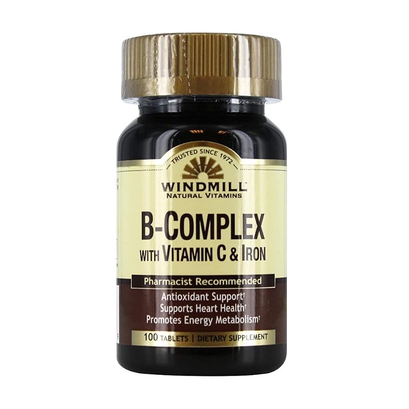Windmill Vitamins Complexo B com vitamina C e ferro, 100 comprimidos