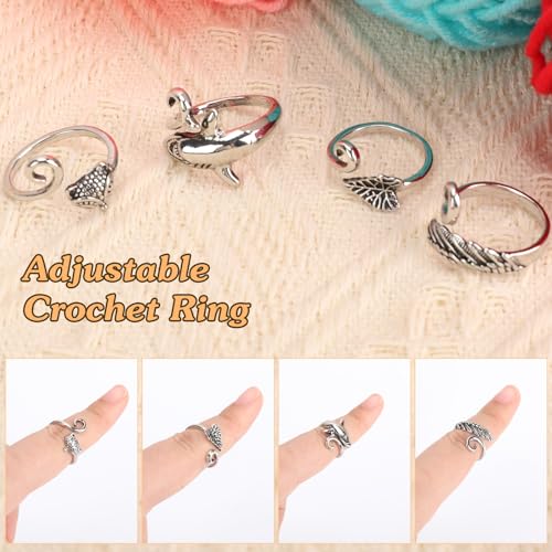 Image of Namifin Crochet Ring for Fingure Adjustable Crochet Tension Ring Yarn Tension Rings Easy Crocheting Crochet Accessories Mother Grandma Thanksgiving Presents