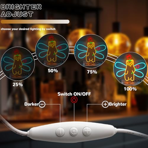Image of Wings Cat Neon Sign for Wall Decor, Dimmable Flying Cat Club Neon Light Decorations, USB Powered LED Light Up Sign for Bedroom,Cat Cafe,Party,Home Bar Decor