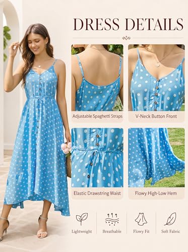 Image of BROVAVE Women's 2026 Summer Casual Boho Sundress Spaghetti Strap Midi Dress