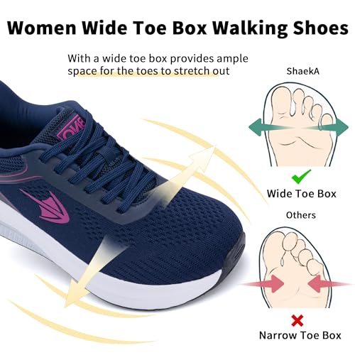 Wide Toe Box Arch Support Walking Shoes for Women Slip On Tennis Sneakers Plantar Fasciitis Orthotic Comfortable Fashion Shoes US 6-112