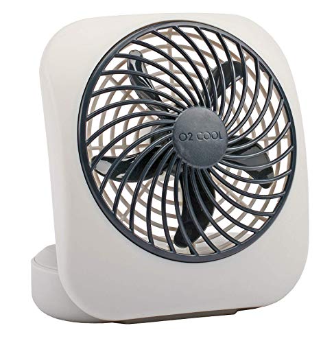 O2COOL Treva 5 Inch Battery Powered Fan Portable Desk Fan 2 Cooling Speeds with Compact Folding & Tilt Design Cubicle Accessories Small Portable (Grey)