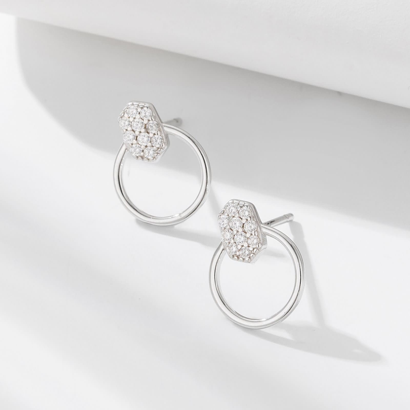 Pendientes de tuerca de oro de 9/14/18 quilates para mujer, aretes circulares de moissanita de oro real