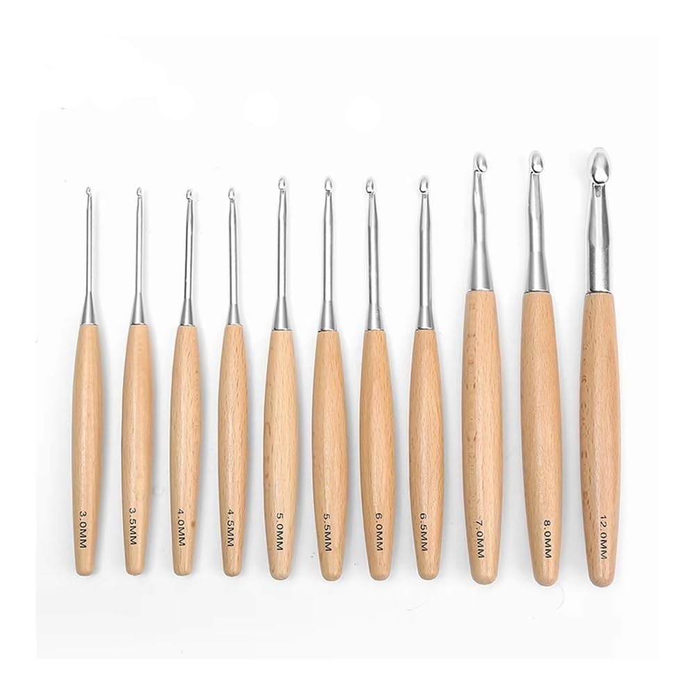 Wooden Handle Crochet Hooks Needles DIY Handmade Yarn Crochet Supplies(3.5mm)
