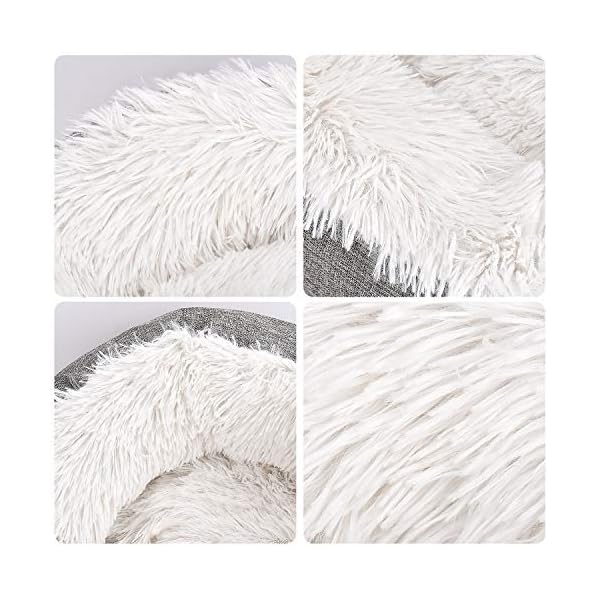 Queta Haustierbett für Katzen und Hunde, Rundes Plüsch Weich Hundebett, Schöne Katzenbett in Katzenohren-Form(45cm) (grau) – Bild 5