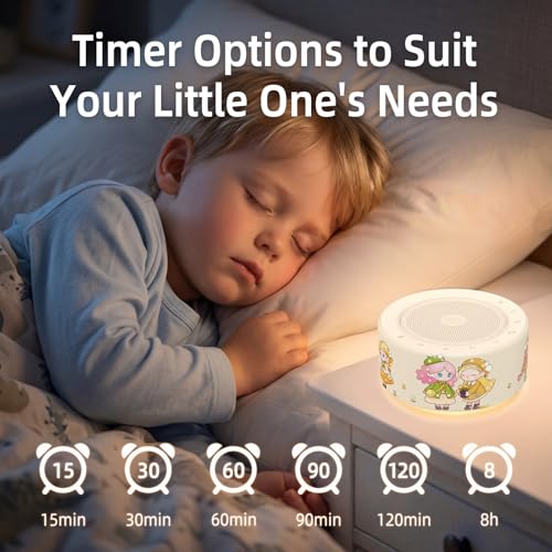 Image of Kipcush White Noise Machine for Baby & Adults, Sleep Sound Machine with 30 Soothing Sounds, 8-Color Night Light, Memory Function, White Noise for Sleeping, Nursery, Office, Travel, Relaxation