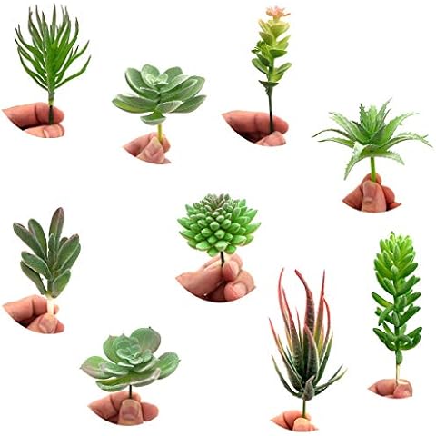 YuChiSX 9 Pcs Mixed Artificial Succulent Plants, Artificial Flowers Plants Succulents, Unpotted Succulents Picks Faux Succulent Plant in Green Stems for Home Indoor Garden DIY Decoration Supplies Cover