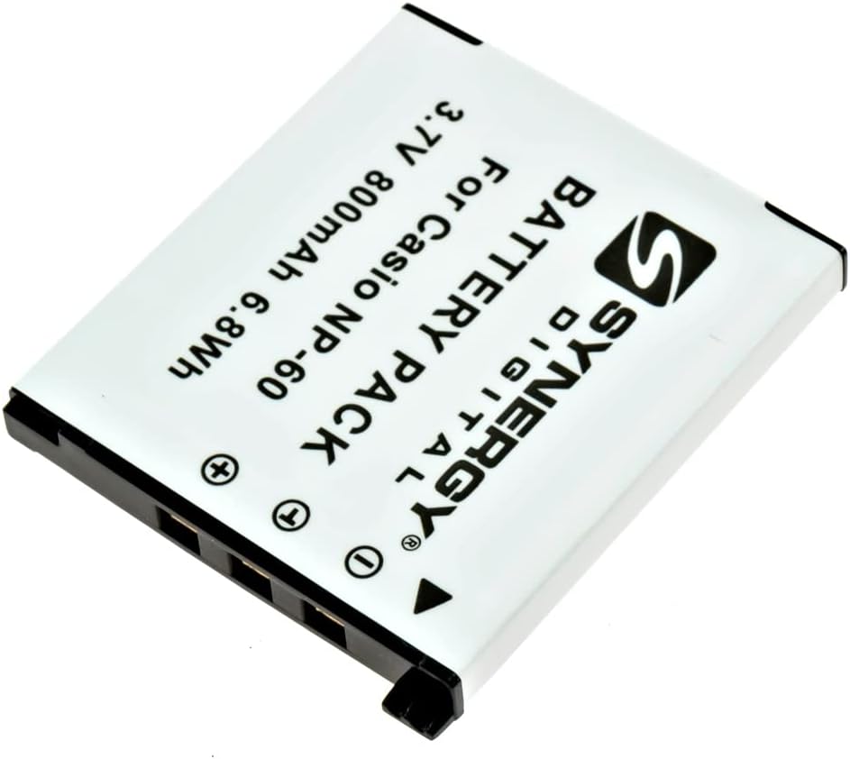 Synergy Digital Digital Camera Battery, Compatible with Casio NP60, NP-60, NP-60DBA Digital Camera Battery (li-ion, 3.7V, 800 mAh)