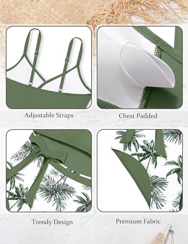 Girls Swimsuit Cutout One-Piece Bathing Suit V-Neck Swimsuits for Teens Cute Swimwear with Drawstring Cover Up 9-18y4