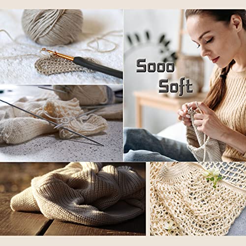 Image of Seremel 4-Ply Acrylic Soft Yarn, 2 Skeins Crochet & Knitting Yarn (Beige)