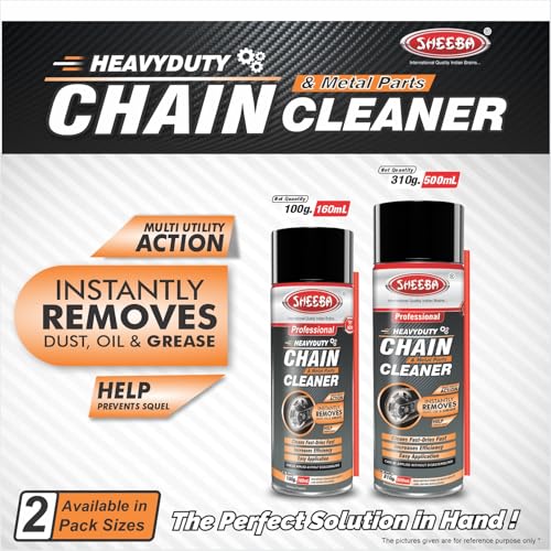 Image of SHEEBA Bike Chain Cleaner and For Metal Parts I Heavy Duty Spray I Effectively Removes Dust, Oil, Grease I Cleans Fast - Dries Fast I Easy Application I Increases Performance I 500mL Pack.