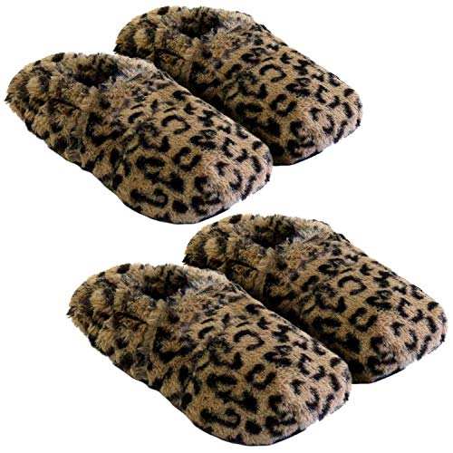 Thermo Sox 2 Paar aufheizbare Hausschuhe Gr M 36-40 Leopardenmuster Körnerpantoffeln für Mikrowelle und Ofen - Mikrowellenhausschuhe Wärmepantoffeln Wärmehausschuhe Supersoft