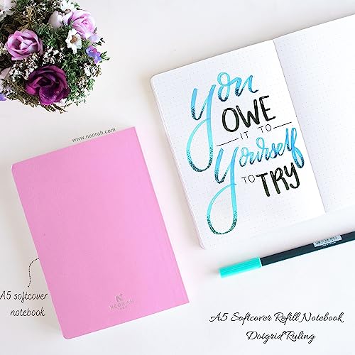 Image of NEORAH - A5 Dotgrid Notebook SOFT COVER |Organiser REFILL |Dotted notebook Journal | 110 GSM | 160 pages (Size 21 cm x 14.8 cm)Planner Journaling Writing Note Taking Diary,Travellers Journal-LAVENDER