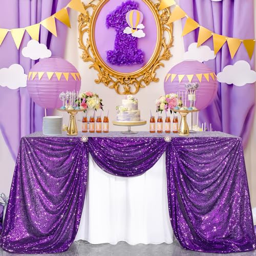 Image of B-COOL Glitter Table Cloths for Parties Sequin Tablecloths Sparkle Tablecloth for Rectangle Tables 90x132 inch Bridal Shower Tablecloth Glamorous Halloween Wedding Decoration
