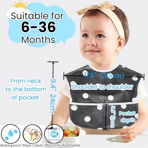 TSD Baby Bibs Waterproof Feeding Bibs 5pack Adjustable Mealtime Poctet Bib for Newborn Toddler Infant Easy Clean Durable Baby Essentials Shower Gift 5