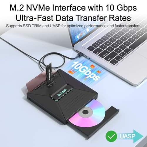 Image of SUIDEK External CD DVD Drive for Laptop, CD DVD Reader with M.2 NVMe Slot