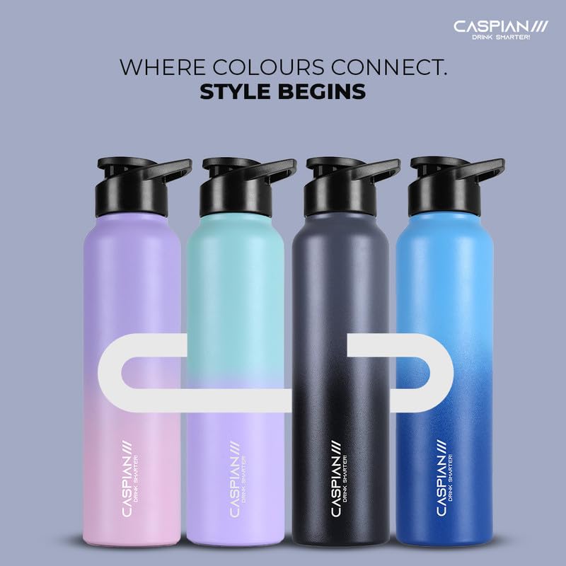 Image of CASPIAN / / / Hike Stainless Steel Customize Sipper Water Bottle Leak Proof Thunder for Fridge Home Office Travel School Kids Adults Girls Boys Sports Gym Yoga (Graphite 1 Litre, Set of 1)