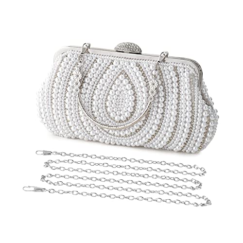 UBORSE Abendtasche Damen Clutch mit Perlen Strass Brauttasche Elegant...