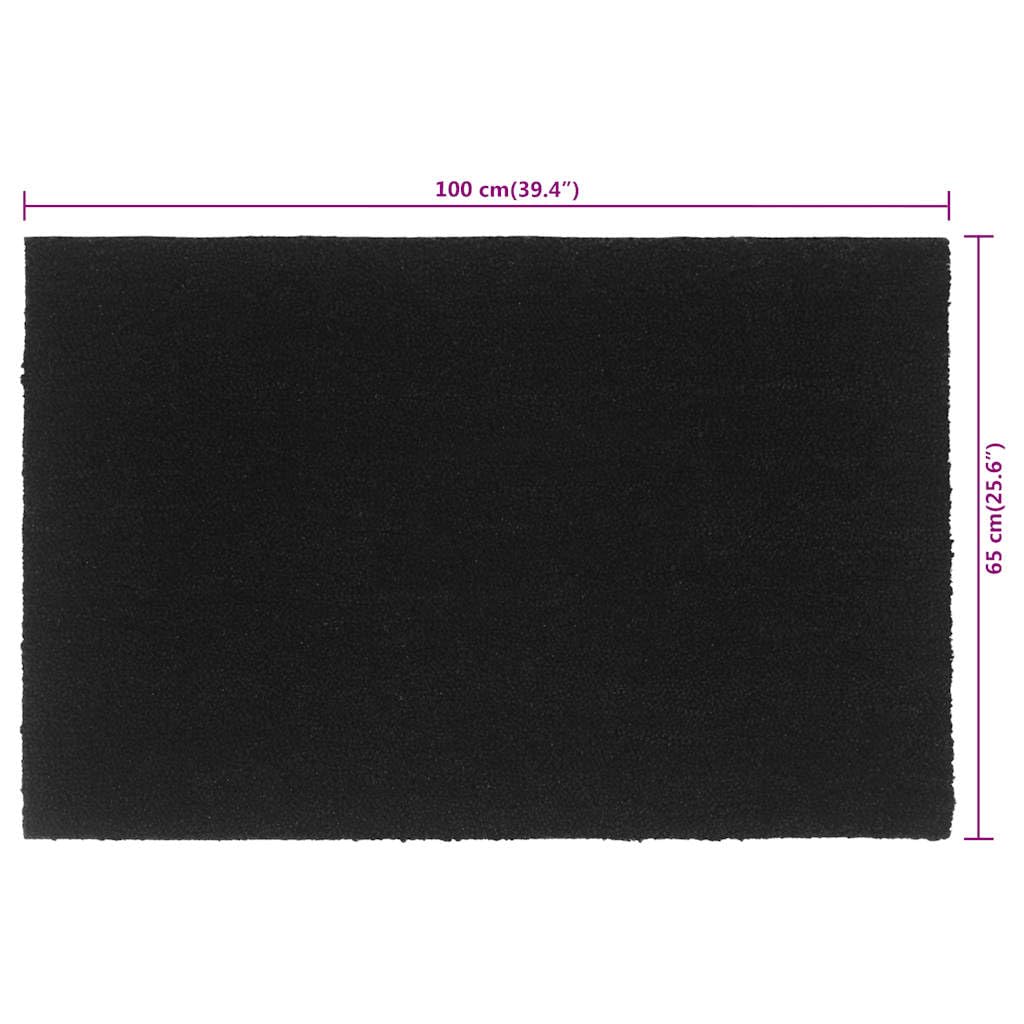 Paillasson en fibre de coco - Noir - 65 x 100 cm - Antidérapant - En fibres de coco naturelles - Tapis de porte touffeté avec dessous antidérapant en PVC - Pour l'intérieur et l'extérieur