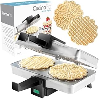 Pizzelle Maker - Polished Electric Baker Press Makes Two 5-Inch Cookies at Once- Recipe Guide Included- Mother's Day Dessert Treat Making Made Easy - Unique Birthday, Holiday, Any Occasion Baking Gift