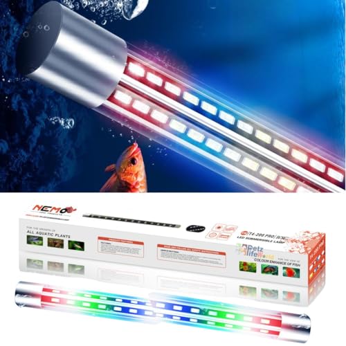 Image of VAYINATO Nemo (T4-500 Pro) Submersible Colour Changing Double Row LED Light for Aquarium Fish Tank Suits 1.5~3 Feet Tank | WRGB | 3 Mode | Water Proof (Aluminium Bracket)