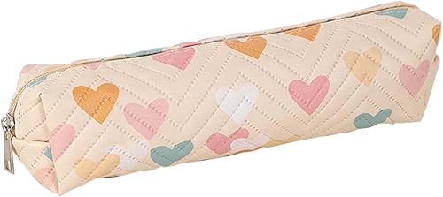 Pequeña bolsa de lápiz lindo maquillaje corazón pluma bolsa mujer oficina papelería Comestic bolsa