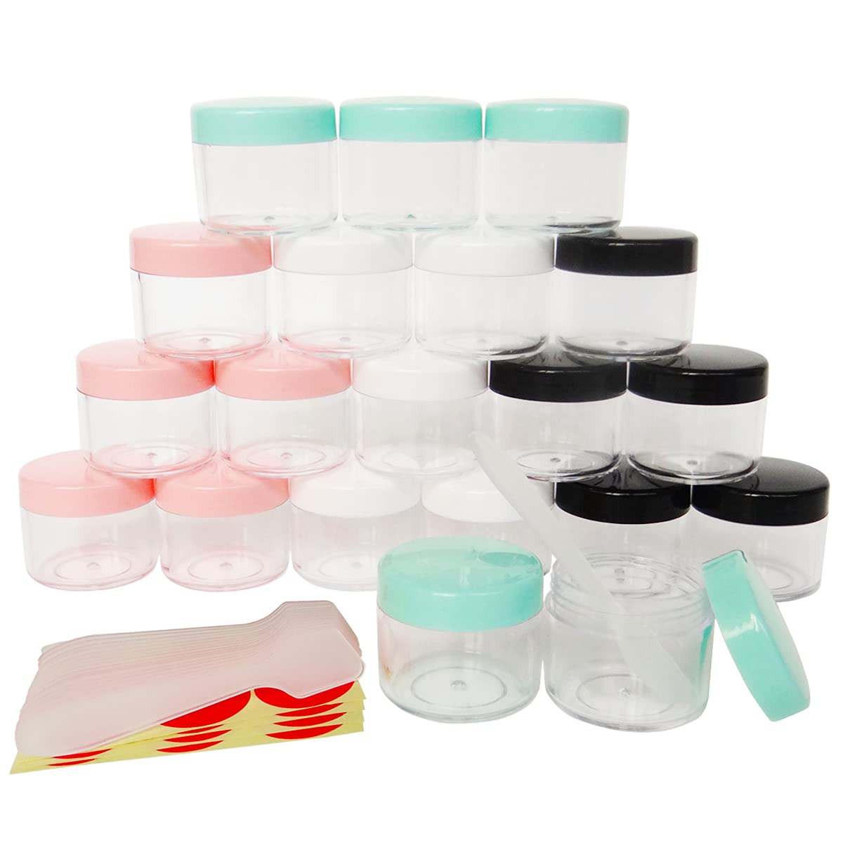 Wopanxye 20pcs 20ml Small Sample Jars, 20g Multi-color Empty Refillable Cosmetic Container, Plastic Round Pot Screw Cap