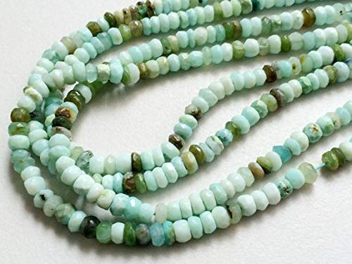BEADS GEMSTONE 1 Strand Natural Aqua Blue & Sea Green Opal Beads, Shaded Faceted Opal Rondelle Beads, 5mm Approx., 13 Inch Code-HIGH-19157