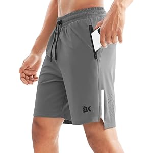 BROKIG Men’s Lightweight Athletic Shorts 7 inch, Quick Dry Running Gym Workout Shorts for Men with Zip Pockets