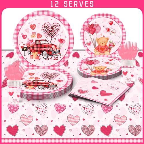 73Pcs Valentine's Day Party Supplies Tableware Set 12 9
