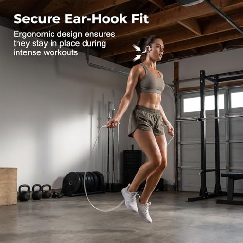 Image of 2026 Upgrade Bone Conduction Headphones Bluetooth, Open Ear Headphones with LED, Wireless Earbuds Sport Earphones for Running, Workouts, Sweat & Water Resistant, 8H Playtime (White)
