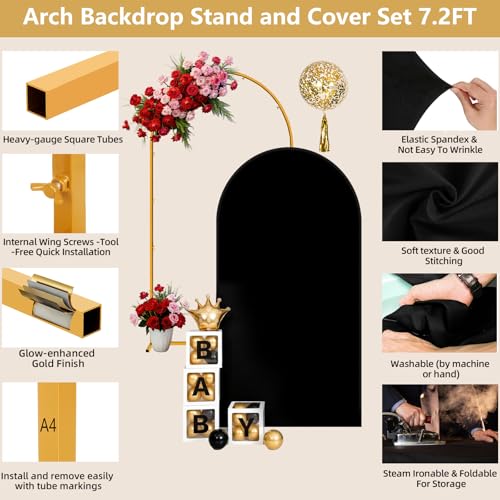 Soporte para fondo arqueado con cubierta negra 7.2x4 FT miniatura 4