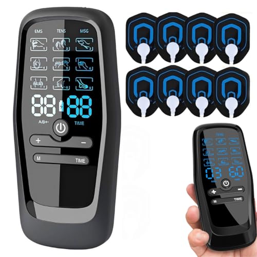 3 EN 1 TENS EMS Électrostimulateur Musculaire pour le soulagement de la douleur, la stimulation musculaire, avec 30 Intensités et 27 Modes, 2 Canaux Indépendant & 8...