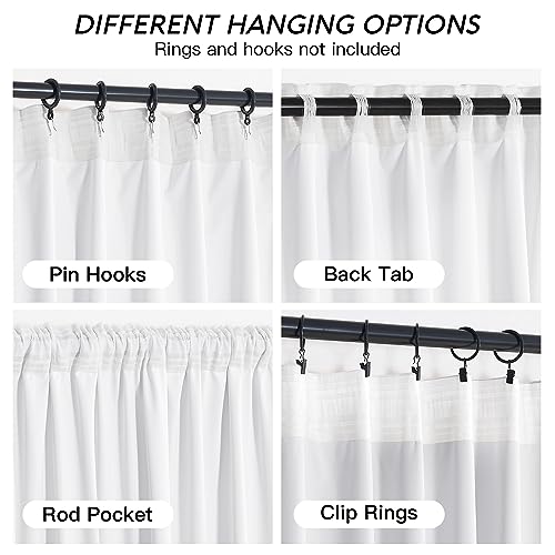 Image of RYB HOME Pure White Velvet Curtains 96 inches for Bedroom - Luxury Light Reducing Vertical Drapes Simple Home Decoration for Sliding Door Living Room, W52 x L96, 2 Pieces | Room Darkening, Thermal Insulated, Pleat Tape on Top, Heavy Duty Plush, Dining Room Sliding Patio Door, W52 x L96, 2 Panels