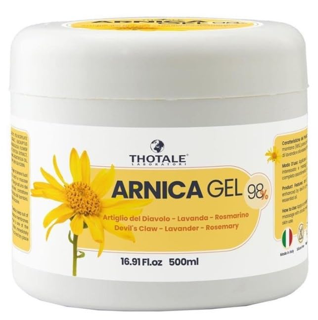 Arnica per cavalli uso umano e Artiglio del Diavolo 500 ml, Gel Extra Forte 98%, crema per massaggi a muscoli e articolazioni, effetto freddo, non irrita, non arrossa, non unge, 100% Made in Italy